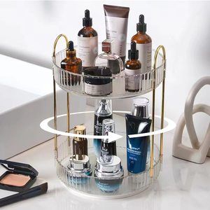 Rotating Makeup Organizer For Vanity, High-capacity Skincare Clear Make Up😺